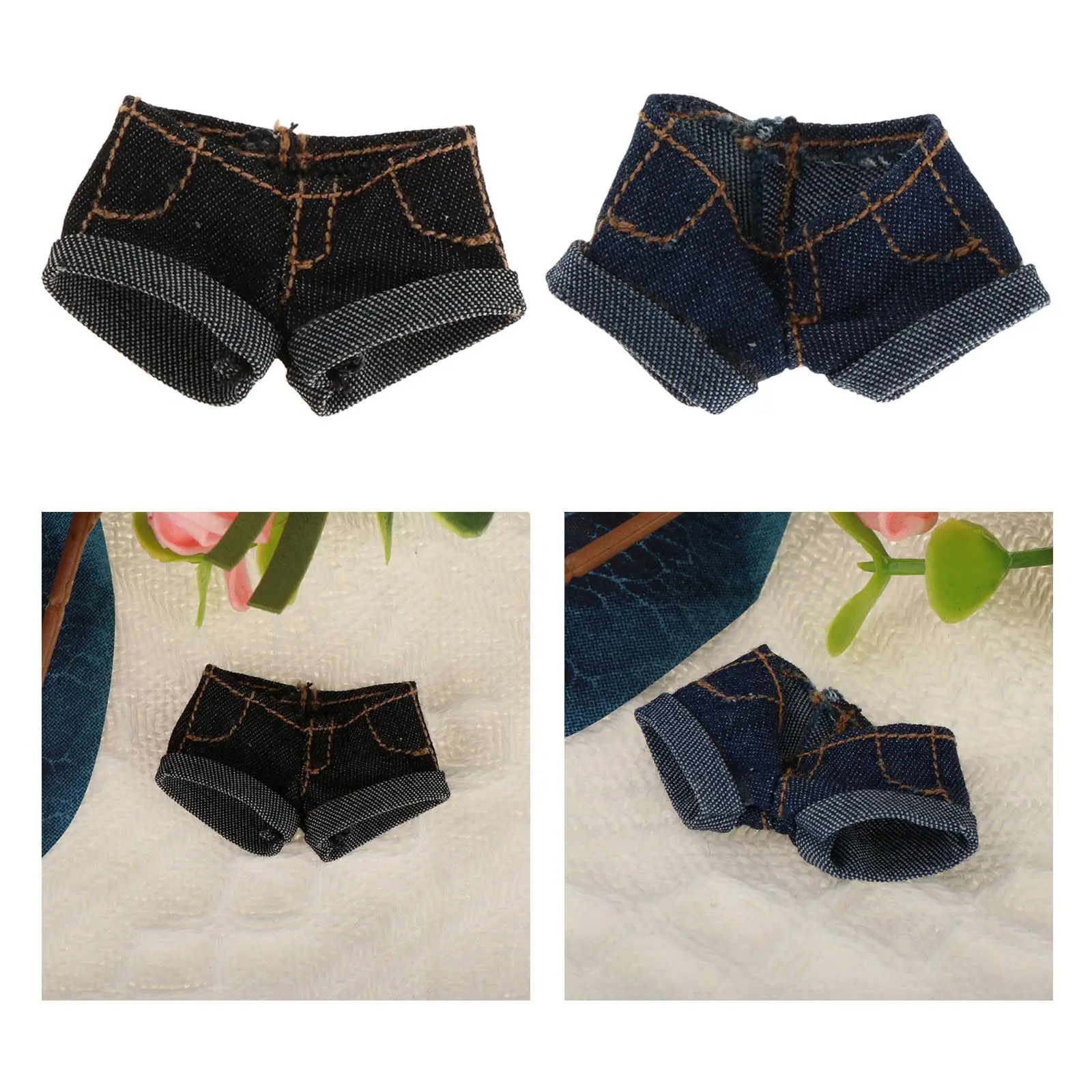 Shorts jeans cosplay para bonecas femininas, moda casual, calças curtas elegantes, traje de vestir, retrô, 6 ", acessório figurativo, 1:12