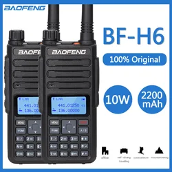 Baofeng-BF-H6 10W Walkie Talkie, 10km Ham Radio Transmitter, Transmitter, 136-174,400-470MHz, Two Way Radio, 2Pcs