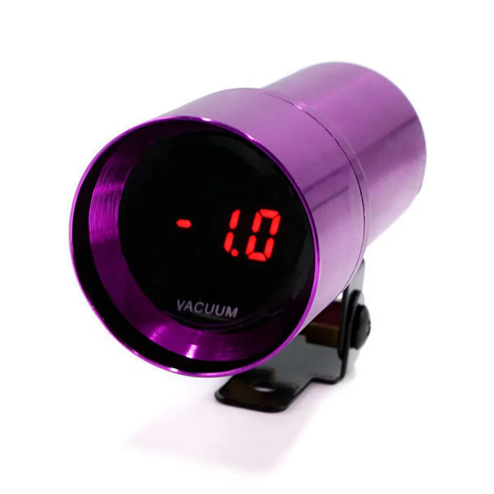 Car Vacuum Gauge Modification Smoke Lens Red LED Mini Digital Boost Meter Bar Purple