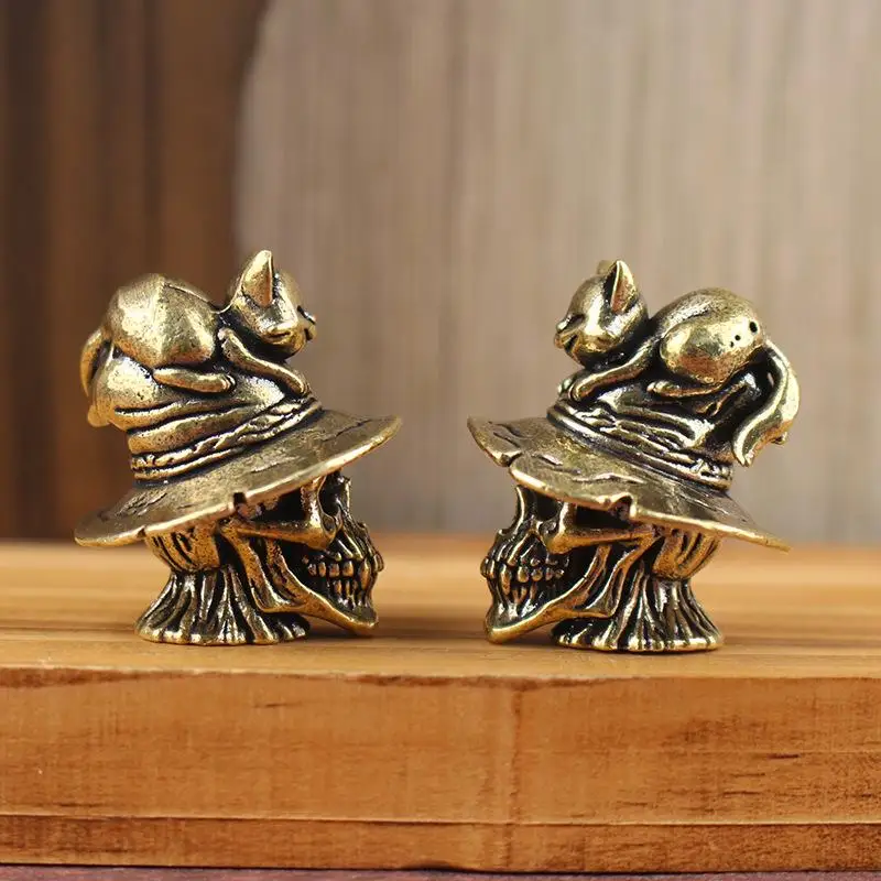 (BF06) 1 pièce, décoration de bureau mignonne, statue de chat en laiton en forme de rose, figurine de chat pour le bureau et la maison, cadeau de Saint-Valentin pour femmes et amoureux des chats
