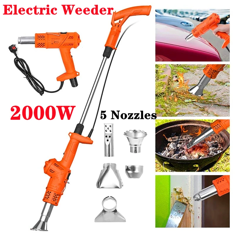 Electric Weed Burner 2000W Garden Weed Killer Thermal Weeding Stick Hot Air Weed Torch Kitchen Lighter BBQ Igniter Weeder Tool