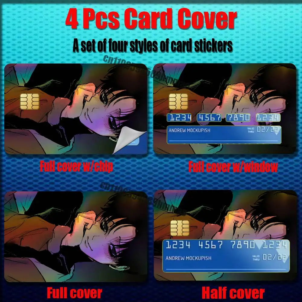 For Killing Stalking Oh Sangwoo Yoon Bum Credit Bank Sticker ID Access Card Cover Skin Rainbow Color Laser Stickers Film