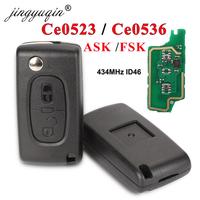 jingyuqin 434Mhz ASK/FSK 2 Buttons Flip Key For Peugeot 107 207 307 307S 308 407 607 Remote Control Fob PCF7961 PCF7941 Chip