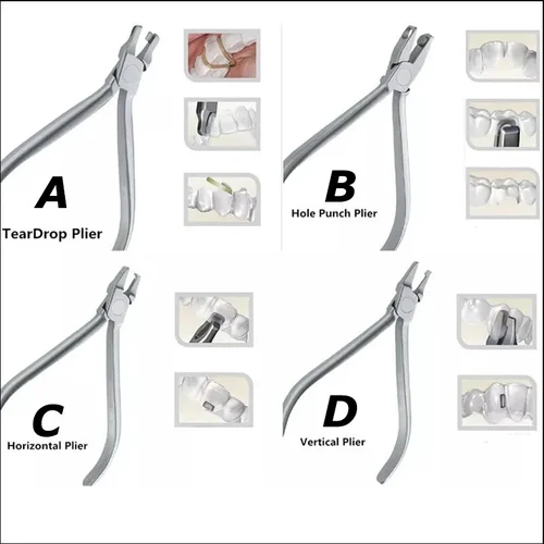 Imagen 2 del producto Alicates de formación térmica Dental, punzón de nivel Vertical, cortador de lágrima, alineador, herramientas de ortodoncia Dental, 4 Uds.