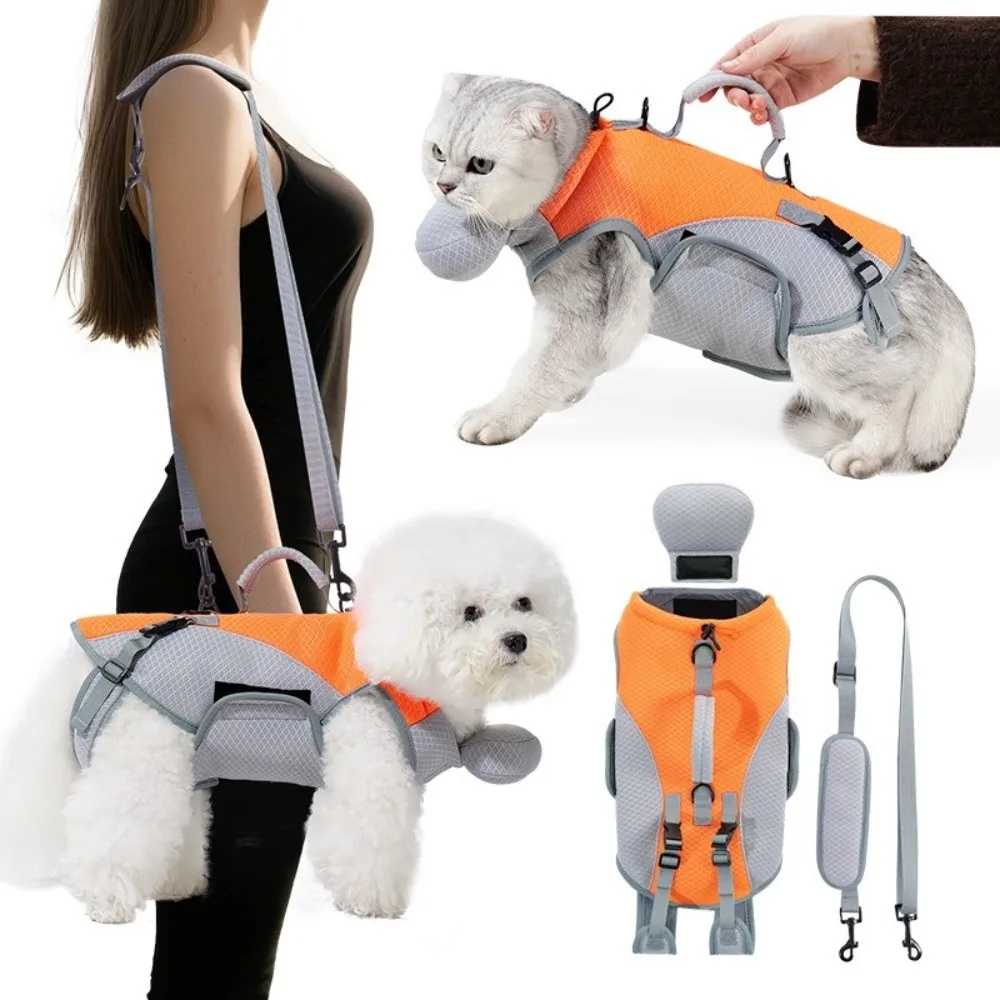 

With Detachable Shoulder Pet Cooler Jacket Breathable Hands-Free Dog Harness Cooler Jacket Full Support Pet Outing Backpack
