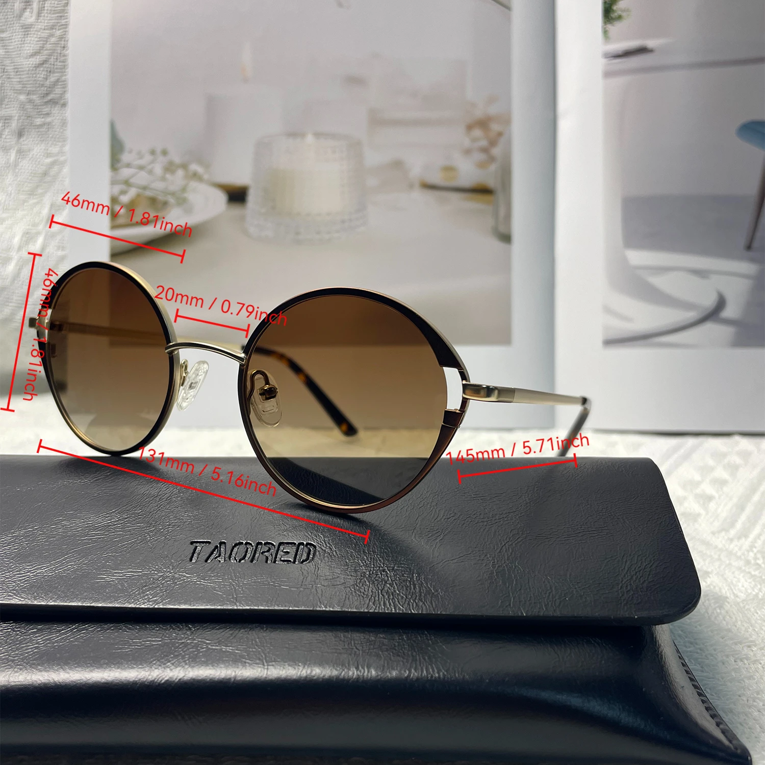 

Новые модные женские солнцезащитные очки 2026 года с футляром, винтажные круглые металлические оправы, дизайнерские поляризационные очки с защитой UV400