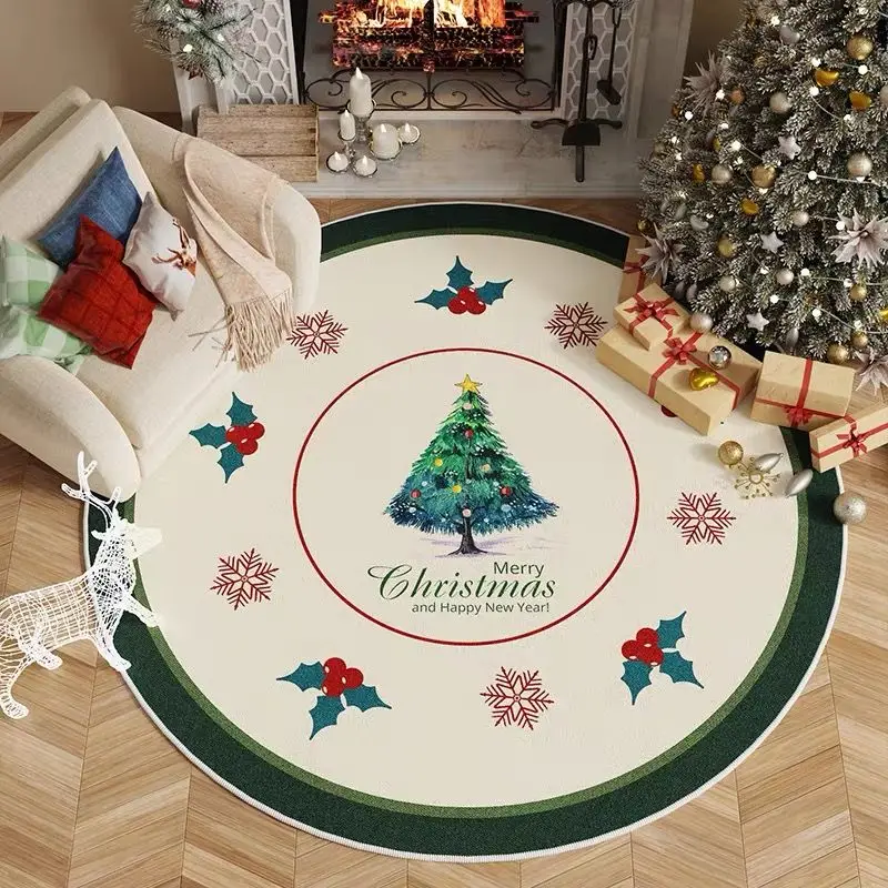 VIKAMA Fall Round Rug Pumpkin Maple Leaf Print Circular Mat Non Slip For Living Room Bedroom Dining Room Holiday Decor