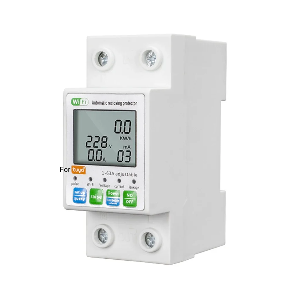 

Energy Meter Breaker Leakage Protector Digital LCD Display Easy Installation High Sensitivity Mobilephone APP Control For Tuya