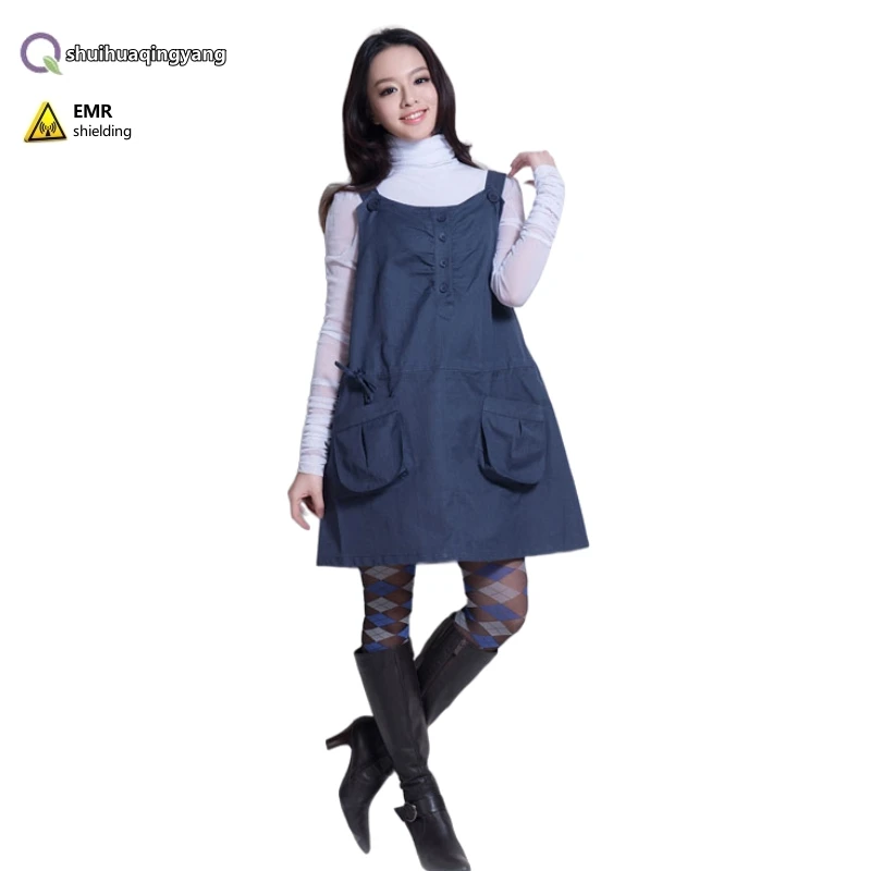 Electromagnetic radiation protection Metal fiber Extended version Maternity dress EMF shielding Lay Outwear maternity clothes