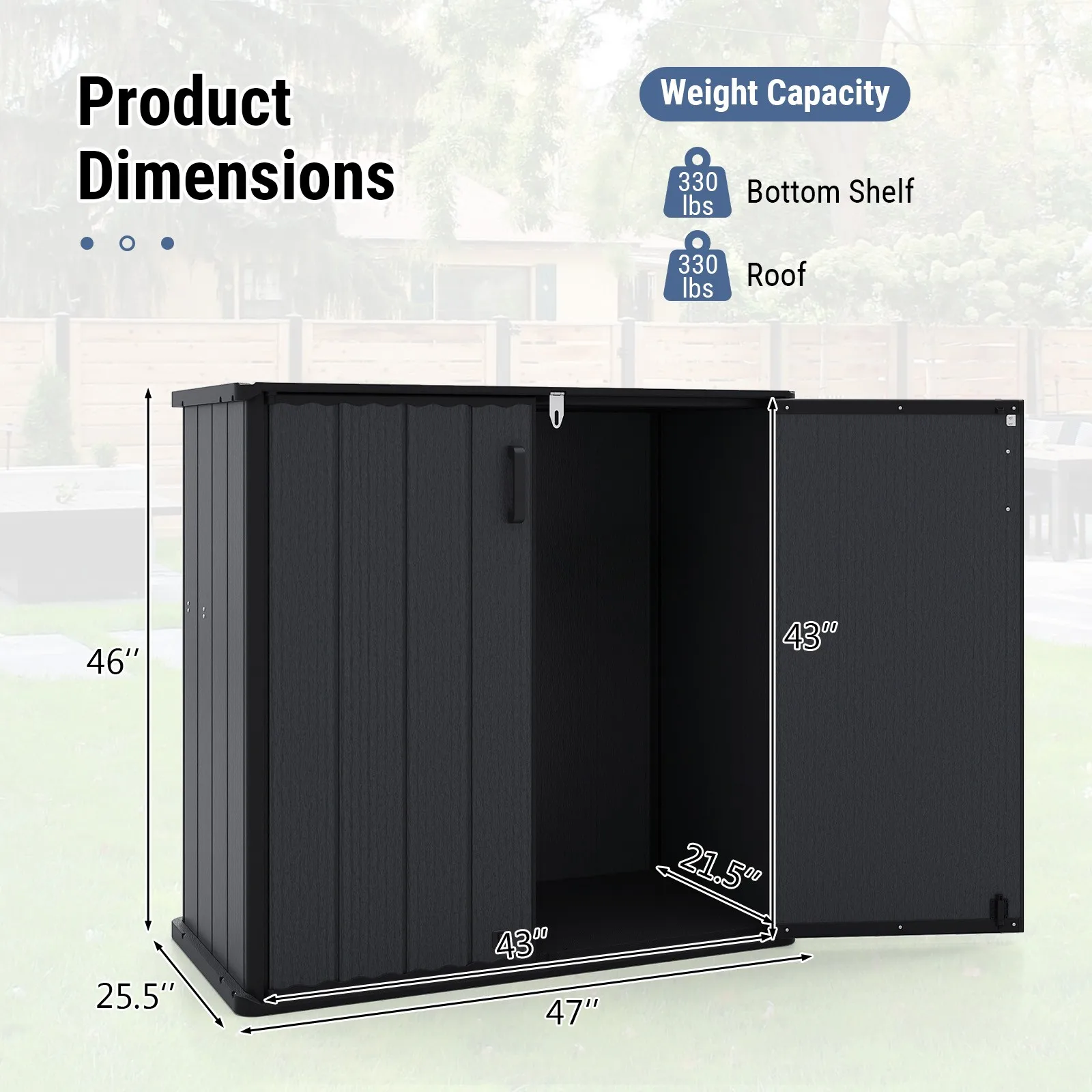 23.5 Cu.ft Outdoor Storage Shed w/ Floor, Lockable Door and Grooved Roof