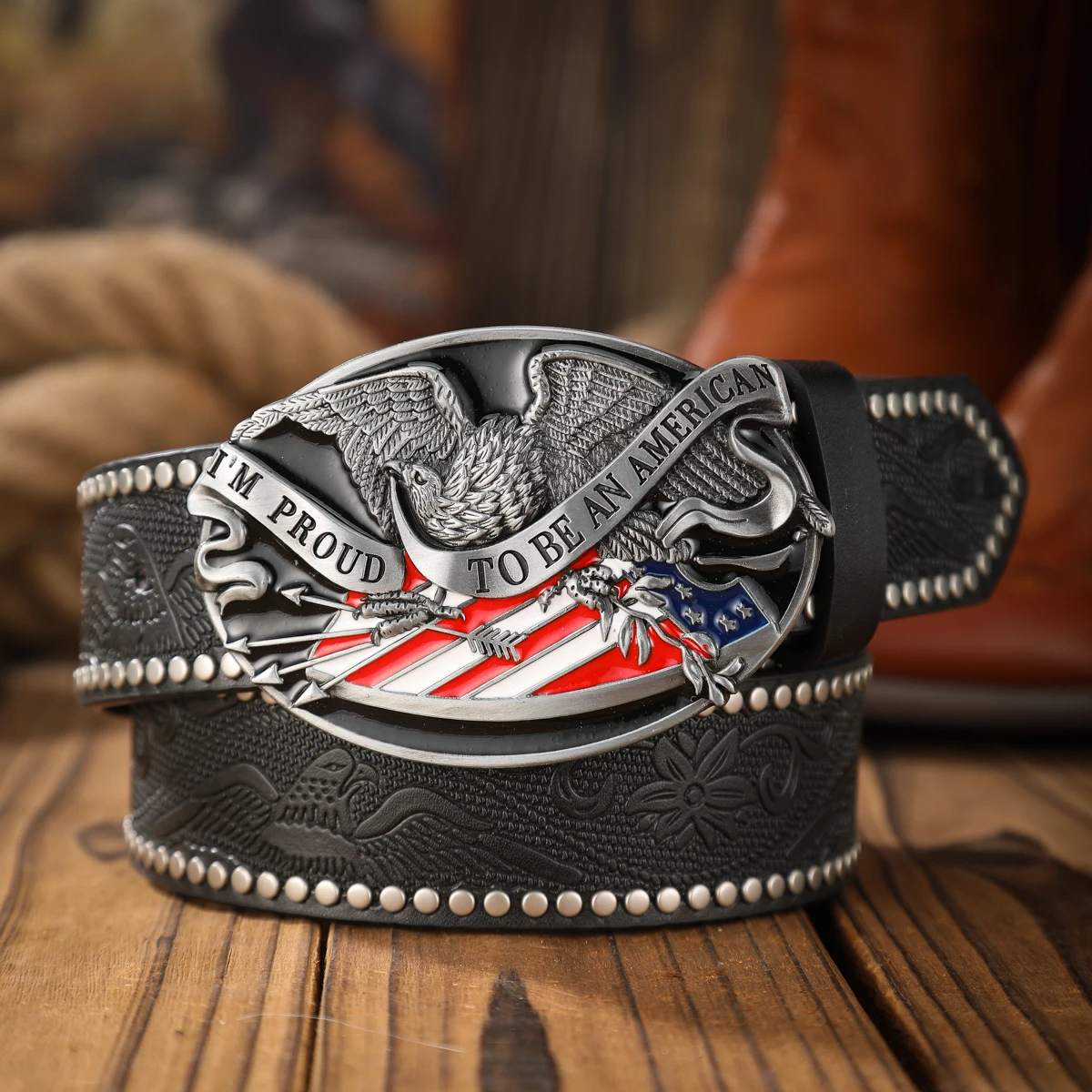 A Western Cowboy-Style Belt Suitable for Both Men and Women. PU Embossed Western-Style Buckle Belt. Unique and Retro