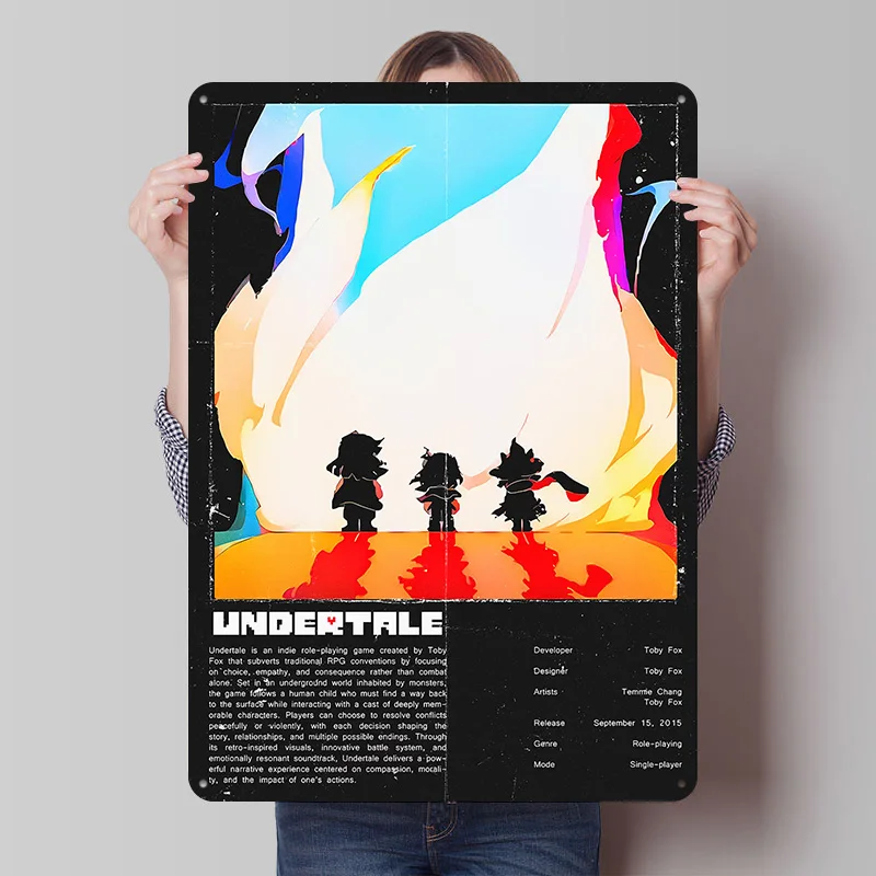 Undertale Game Tinplate Poster Custom Wall Art Vintage Metal Signs Retro Tin Plaque for Living Room Decorations Bathroom Decor