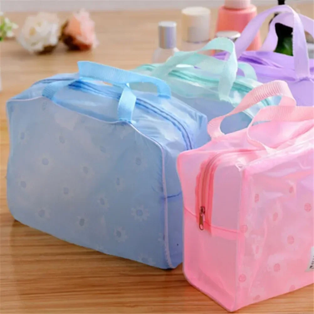 Translucent Handbag Organizer Makeup Travel Cosmetic Bag Waterproof PVC Toiletry Kits Bathroom Storage Wash Bag Daisy Handbag