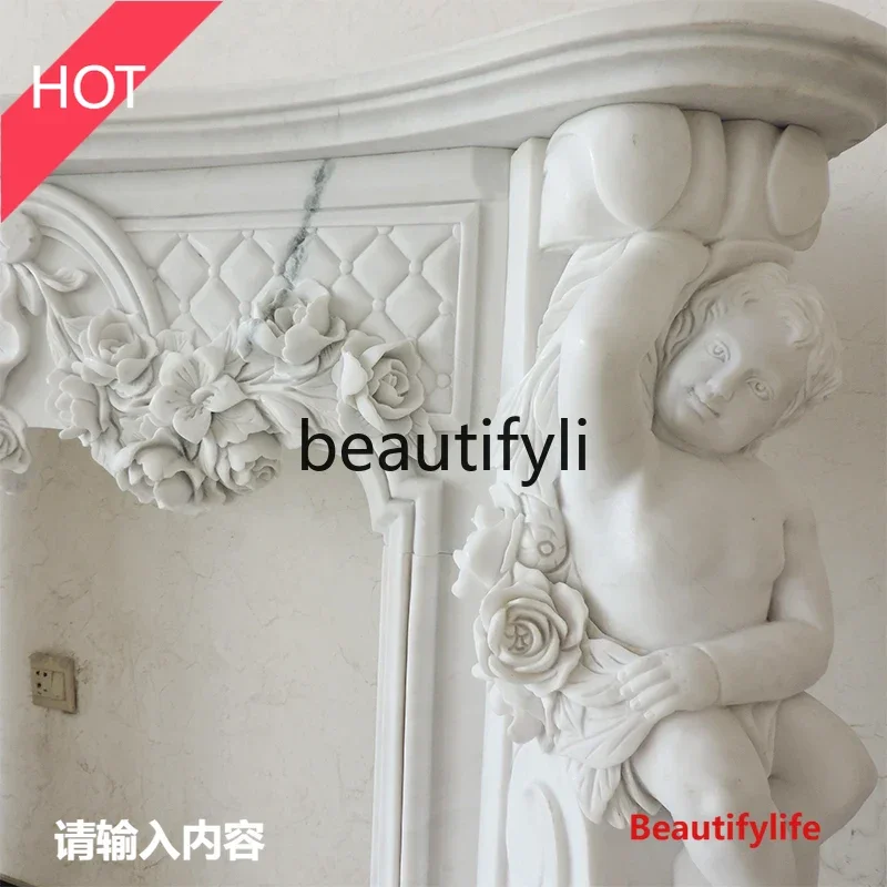 

smt03A ss Asmt14 Natural marble American TV cabinet interior stone decoration ornament French stone stone carving mantel