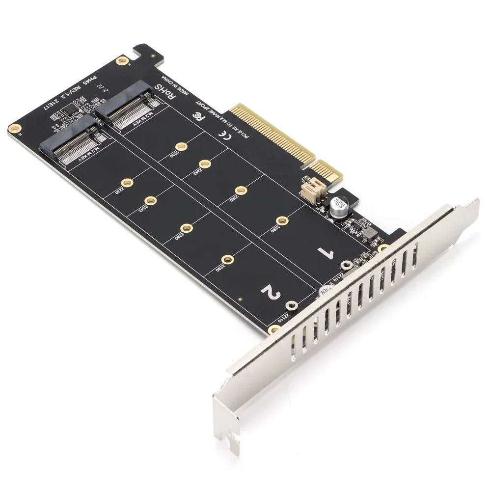 Durable 2 X 32Gbps M.2 NVME PCIE Adapter Card Dual Port High Performance M.2 NVMe Adapter Card Dual M.2 NVMe SSD PC Upgrade