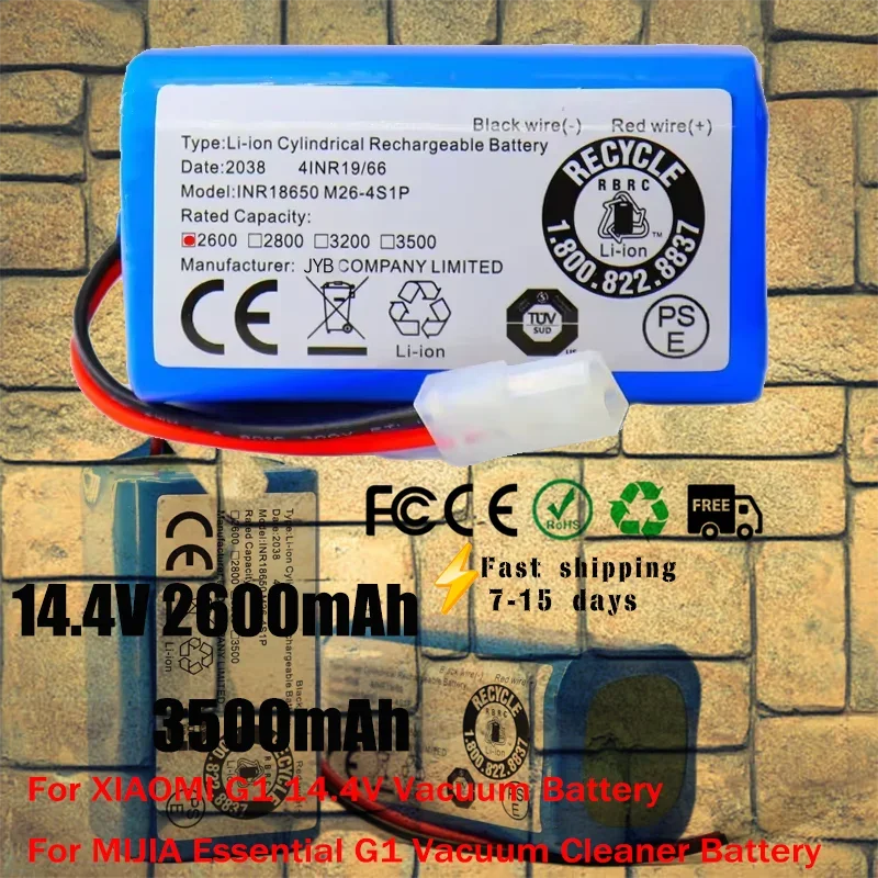 

New 14.8V 3500mAh Li-ion Battery for Xiaomi G1 MI Robot Vacuum-Mop Essential MJSTG1 Robot Vacuum Cleaner 18650 Battery Pack