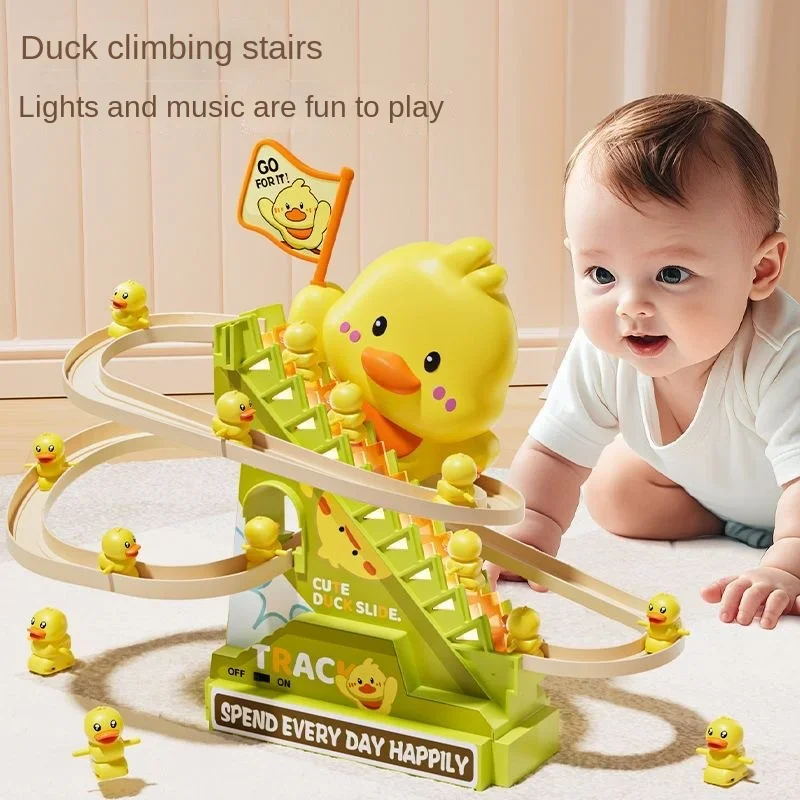 Dinosaur Climbing Stairs Toy For Kids Electric Track Slide Set Tyrannosaurus Rex Fun Family Interactive Desktop Gift