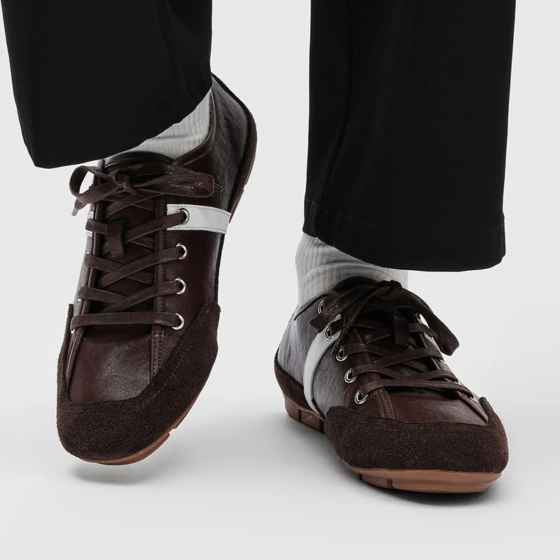 European Splicing Color Blocked Men Forrest Gump Shoes with White Stripes on The Sides Suitable for Daily Commuting Casual Shoes