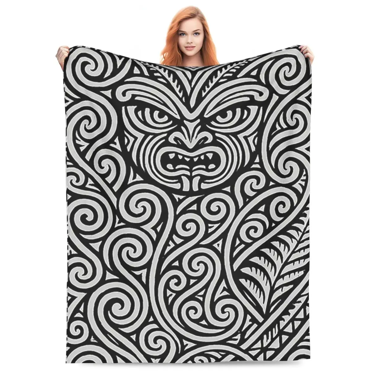 Tribal Maori Warrior Tattoo New Zealand Proud Blanket Flannel Sofa Throw Blanket Portable  Couch Bedding Throws Bedspread Quilt