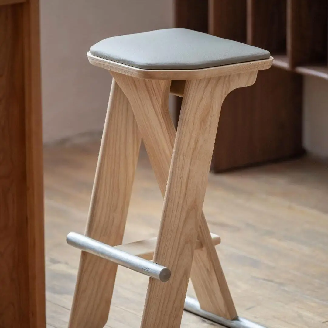 

Parallel bar bar stool, solid wood high stool bar stool simple modern medieval original