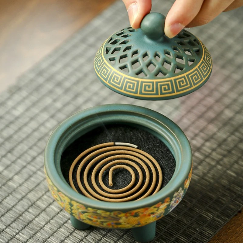 Coil Incense Burner Backflow Incense Cone Burner Portable Censer Desktop Aromatherapy Ornament For Home Bedroom Spa Yoga Studio