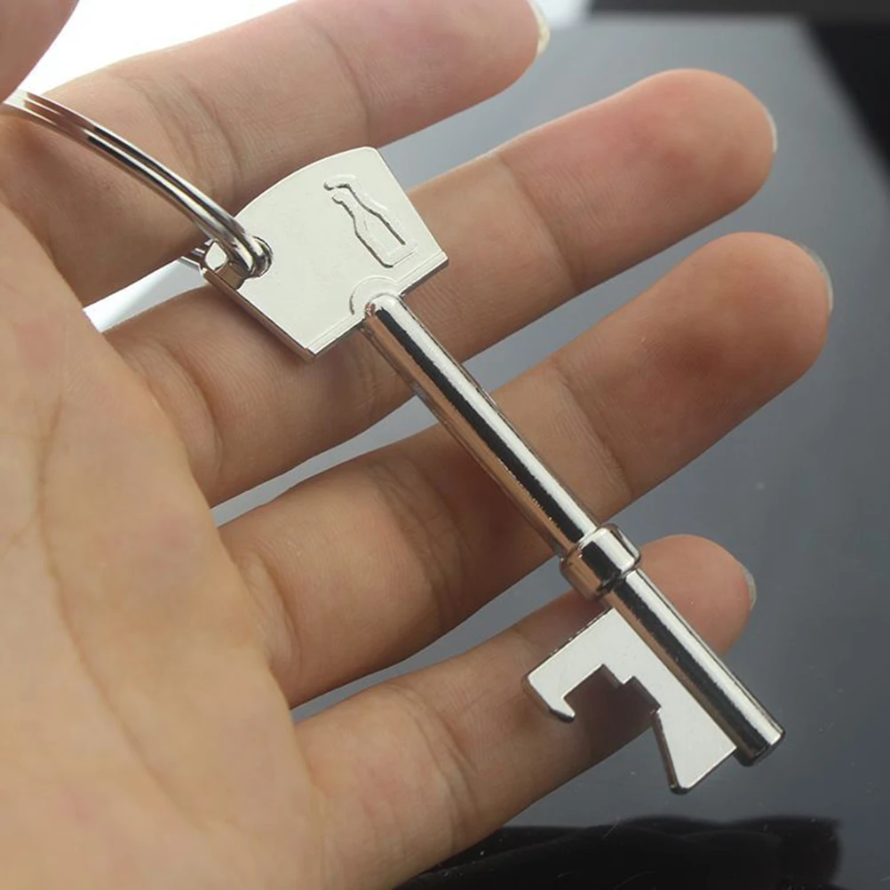 

Creative Metal Bottle Opener Keychain Multi-Function Key Ring For Bag Phone Keys Decoration Silver Gift Kitchen Bar