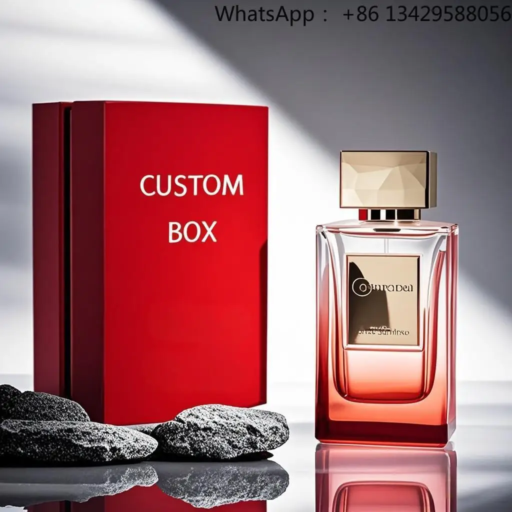 

Custom Empty Square Gradient Red Perfume Bottle 30ml 100ml 50ml Perfume Glass Bottle with Packing Box