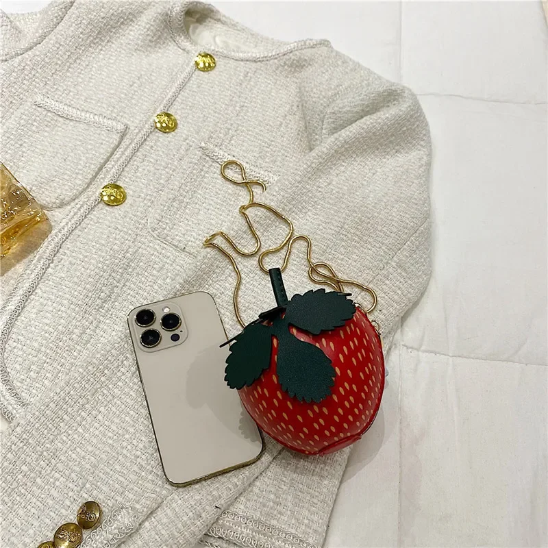 Cute Strawberry Shoulder Bag Women Small Chain Crossbody Bag Cute Phone Bag