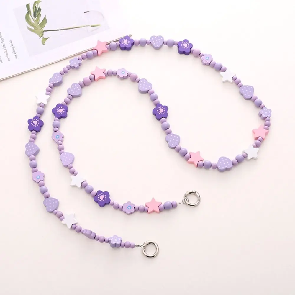 

Ремешок для телефона через плечо, цветной, нерегулярной формы, с защитой от потери, длинная цепочка из бусин, яркий, милый