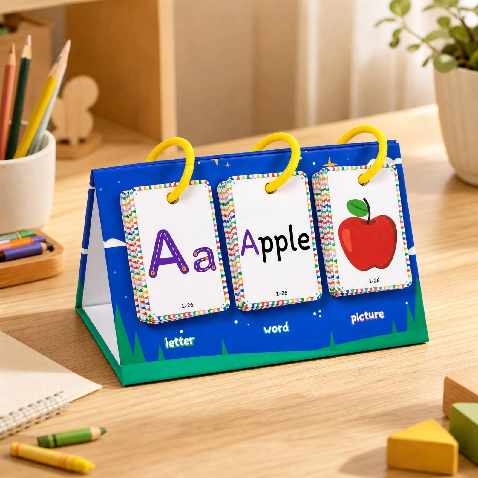 78 Pieces Visual Word Flashcards Educational Flip Flashcards with Binding Rings First Words Flash Cards Colorful Learning Tool
