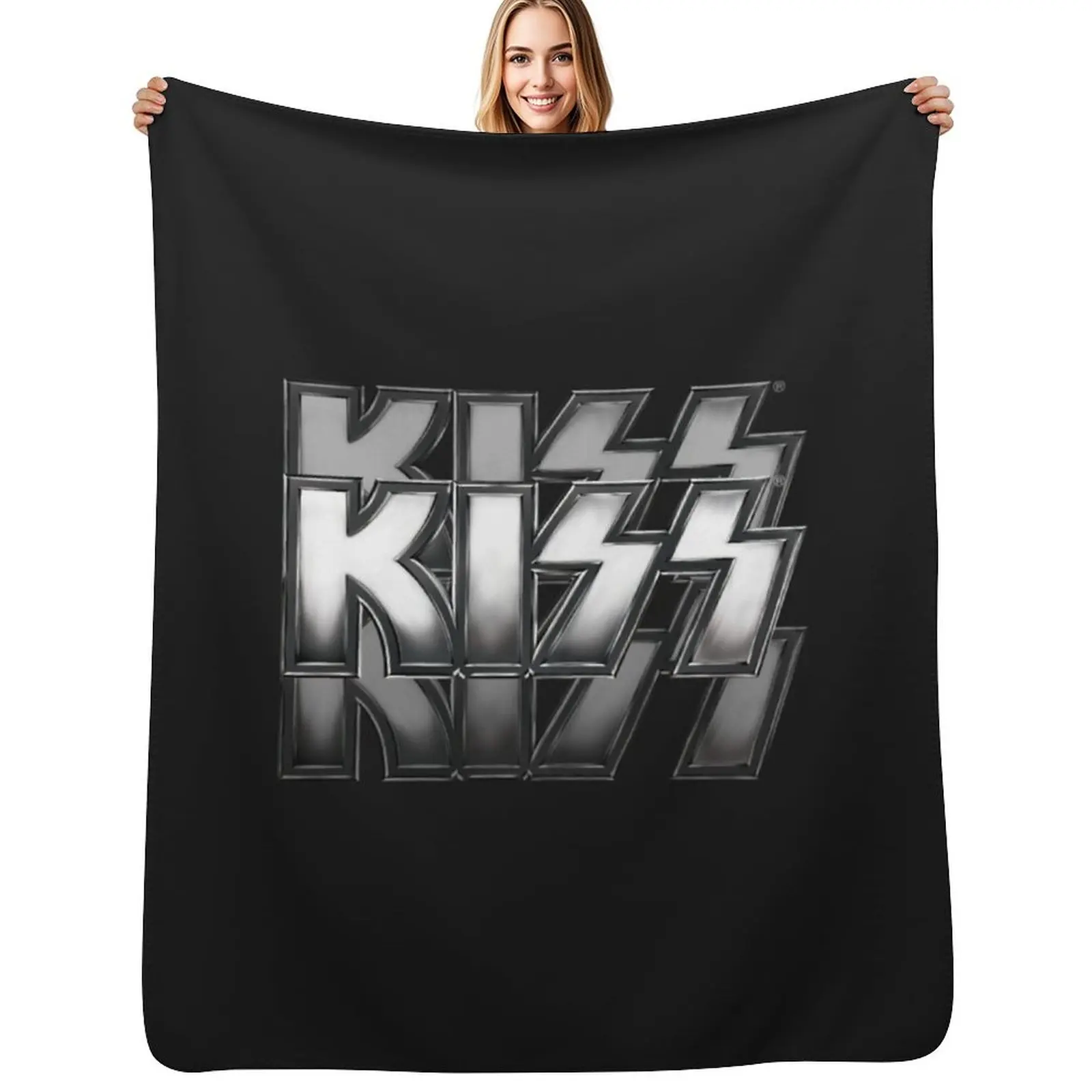 KISS! KISS! KISS! simple logo design Throw Blanket Spring Fall Cozy Throw Blanket for Couch