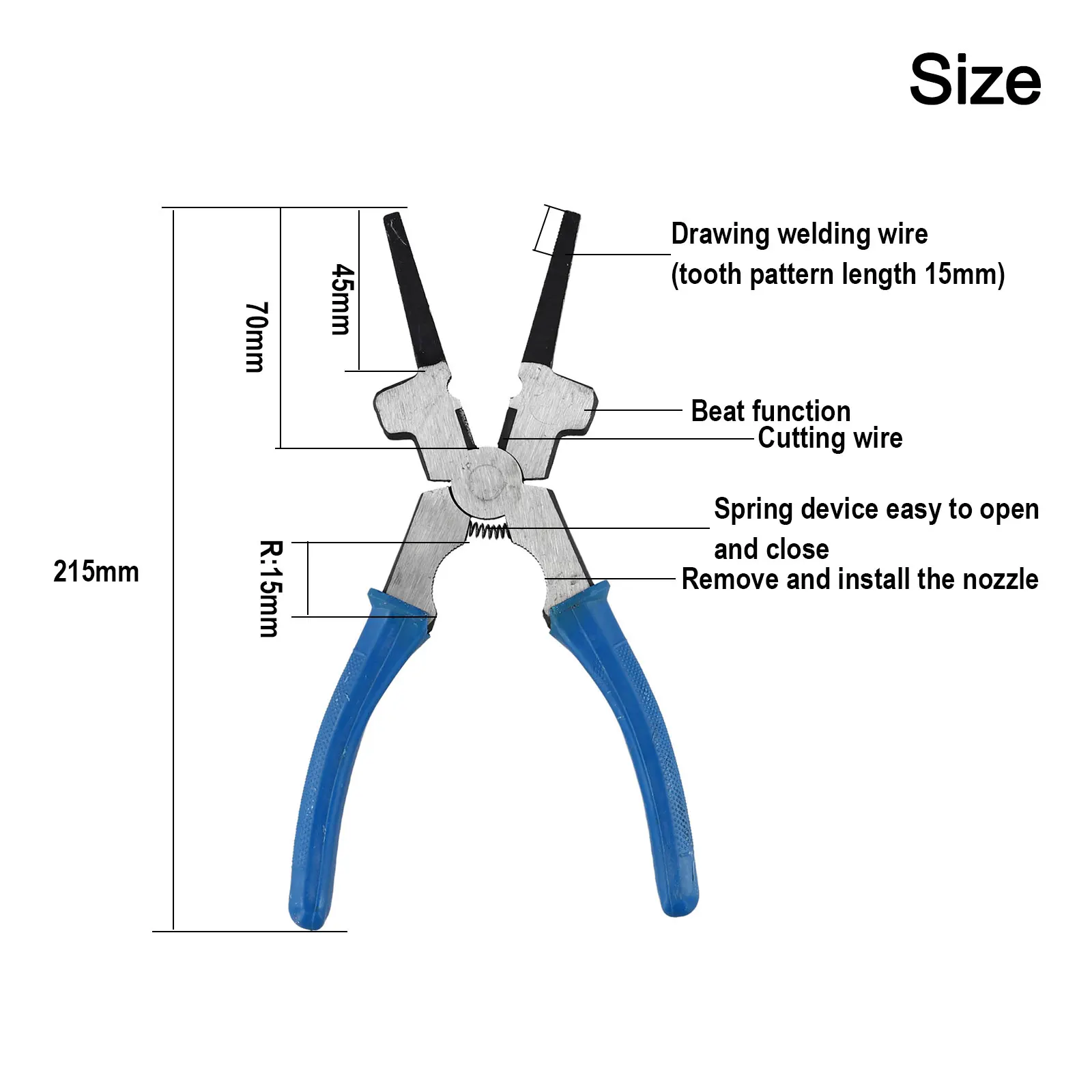 High Carbon Steel 8inch Multi-Function Welding Pliers Multipurpose Welders 1X 45# High Carbon Steel 45# Steel Cleaning TIP