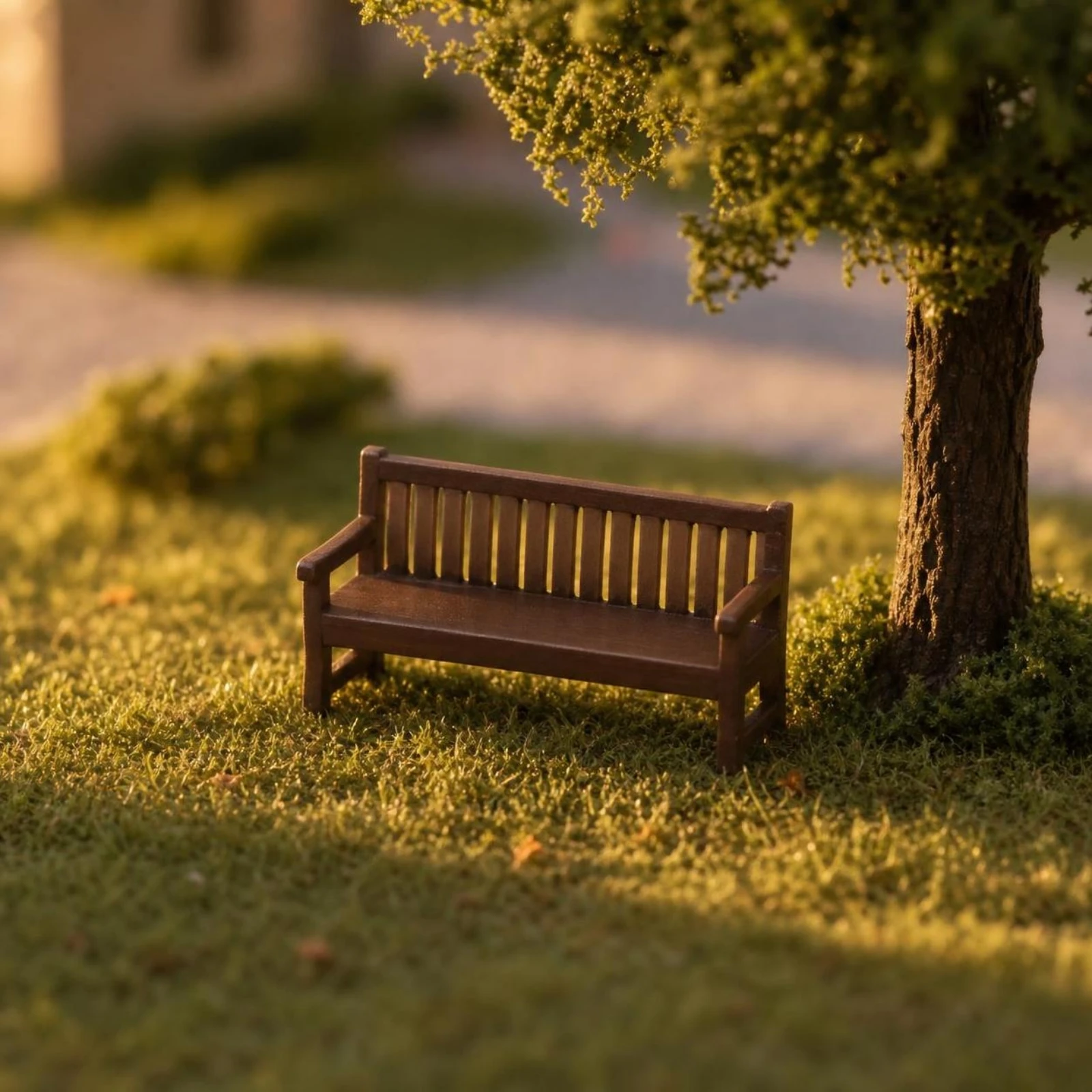 Miniature Park Bench Slatted Park Bench Model Furniture Realistic Rustic for Hobbyists, Dioramas, Tabletop Displays