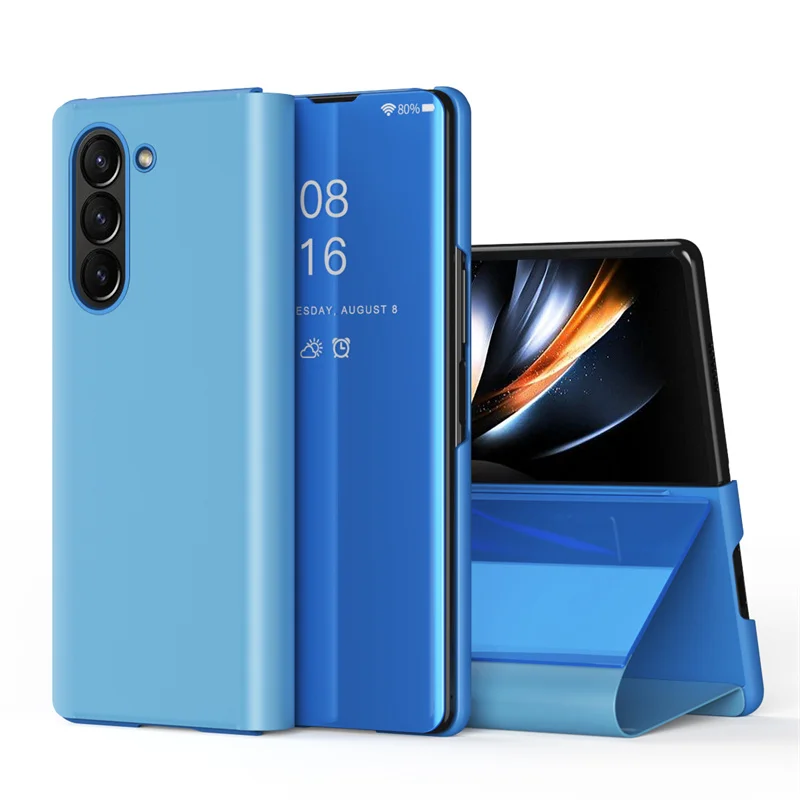 Voor Samsung Galaxy Z Fold 7 6 5 4 3 5G Fold7 Mode Slanke Plastic Schokbestendige Telefoon Case Spiegel Boek Stand Beschermende Smart Cover - afbeelding 1
