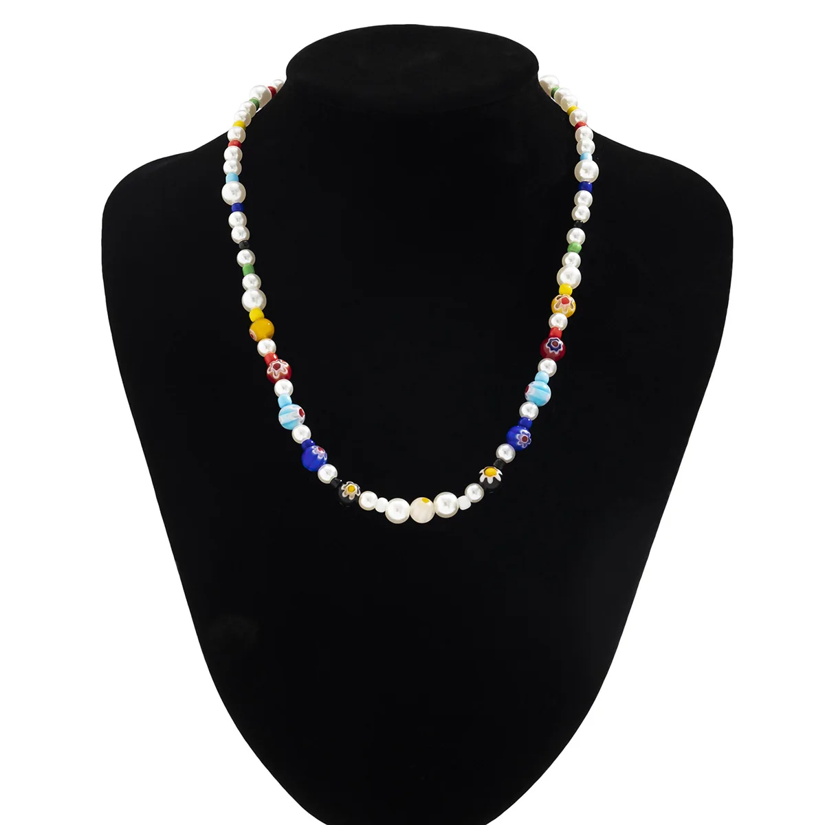 Hip-Hop-Halsketten mit farbig glasierten Perlen, Retro-Halsketten für Männer mit Acrylperlen, böhmischer Schmuck, trendige Accessoires – Detail 4