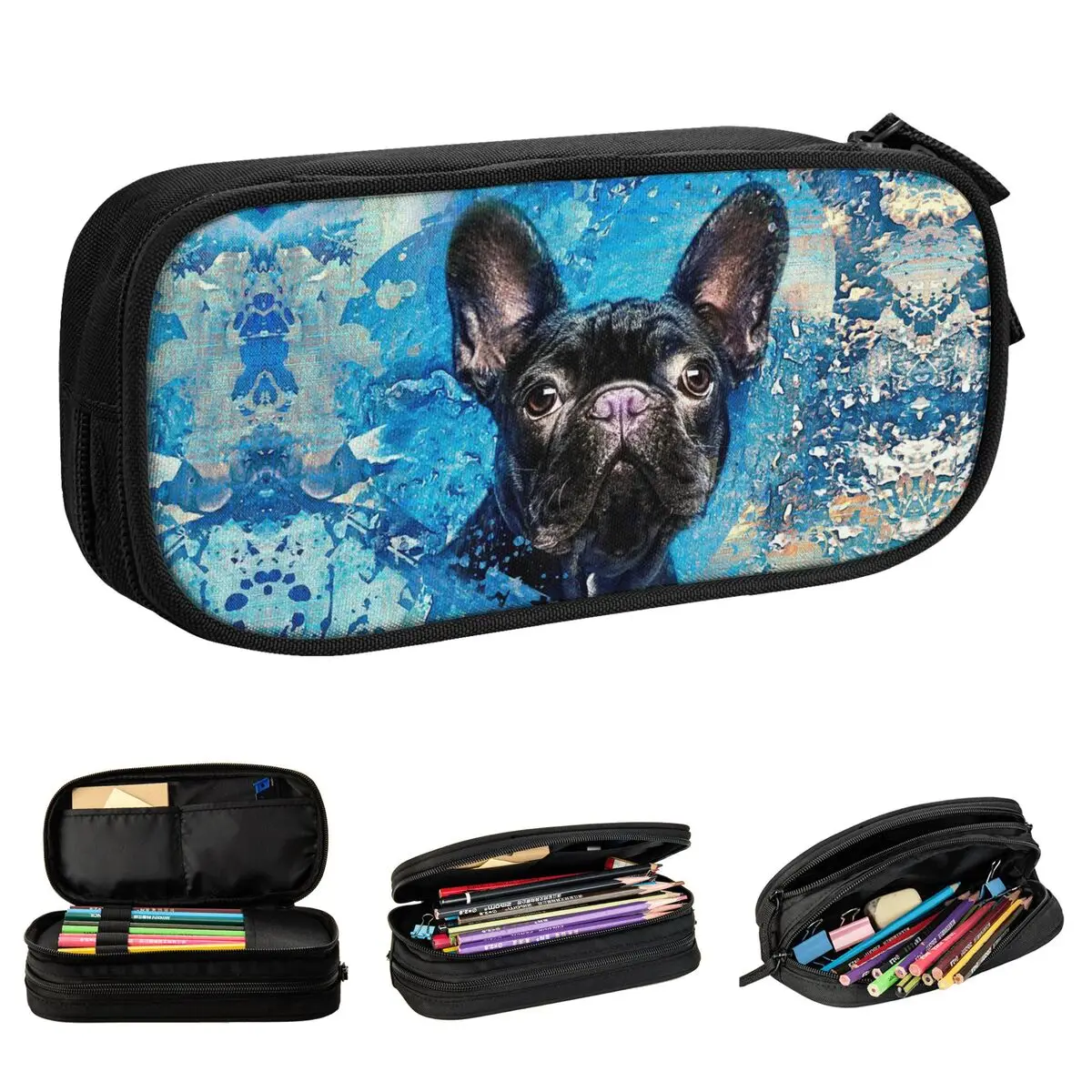 French Bulldog Frenchie Dog Pencil Case Lovely Pet Animal Pen Holder Bag Student Big Capacity Office Gifts Pencilcases