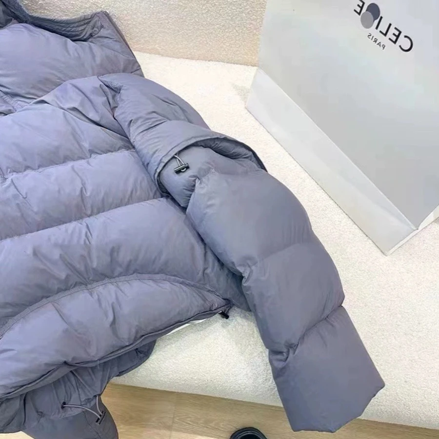 여성용 패션 숏 후드 퀼팅 재킷 2025 겨울 신상 포켓 두꺼운 아우터웨어 시크 긴 소매 따뜻한 패딩 코트