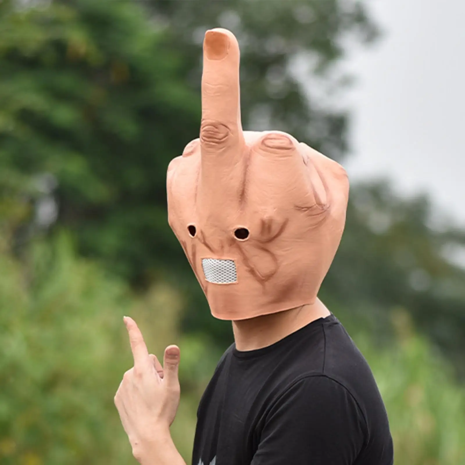 Cosplay Vertical Middle Finger Middle Finger Mask Full Face Latex Masks Halloween Horror Funny Props Accessories