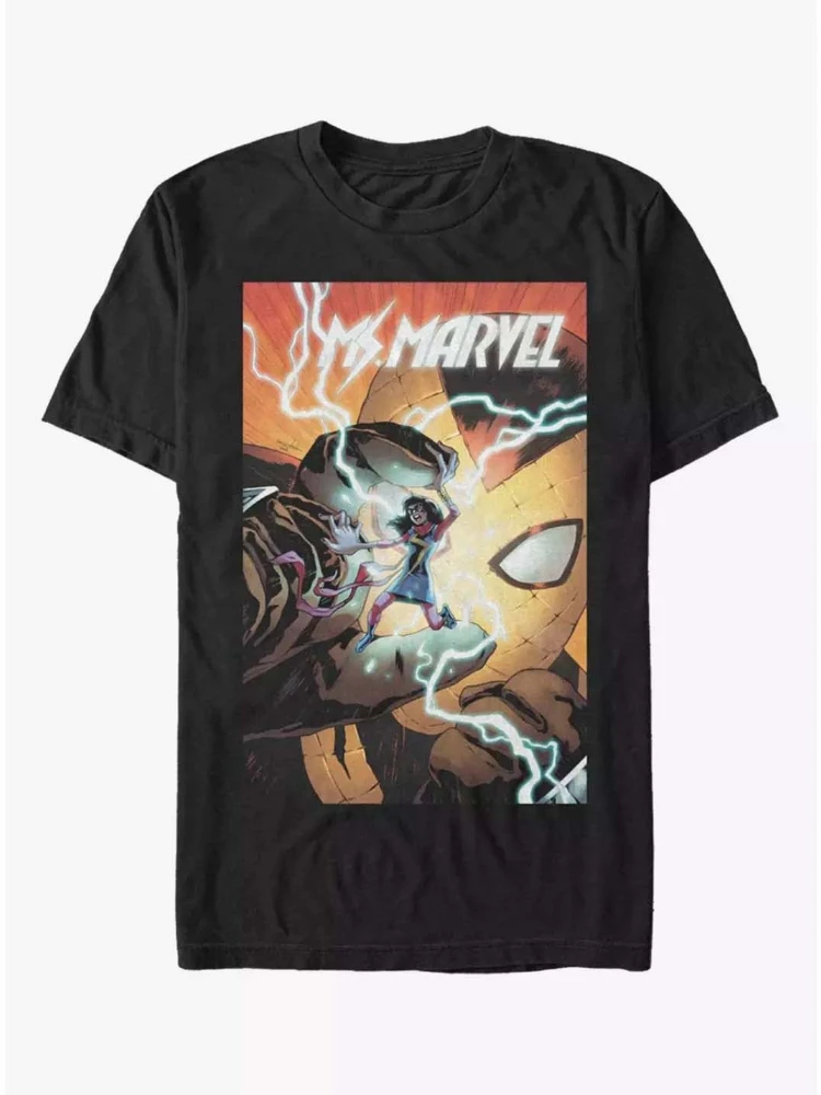 Marvel genuina nueva alta calidad Marvel Sra. Marvel Hornet estampado de cómic hombres y mujeres de manga corta Camiseta casual de gran tamaño