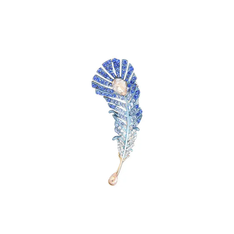 

New creative rhinestone feather brooch with a sense of high-end style and elegant brooch
