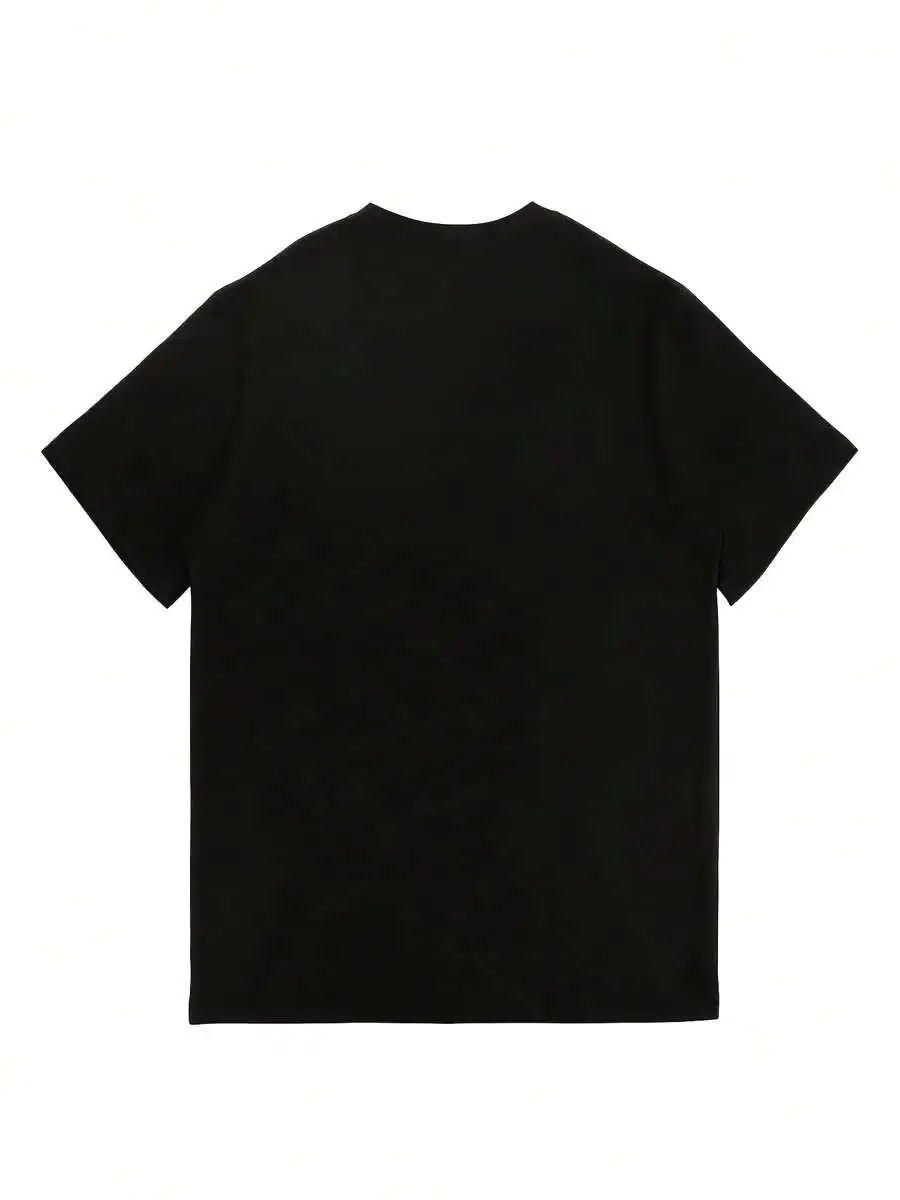 Flat Print Women Oversized Short‑Sleeve Tee, Loose Fit Inspirational 