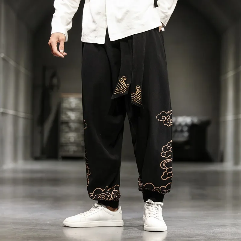

Chinese Style Retro Print Pants Men Clothing Autumn Fashion Clothes Loose Casual Chinese Pants Man Plus Size Harem Pants 11989