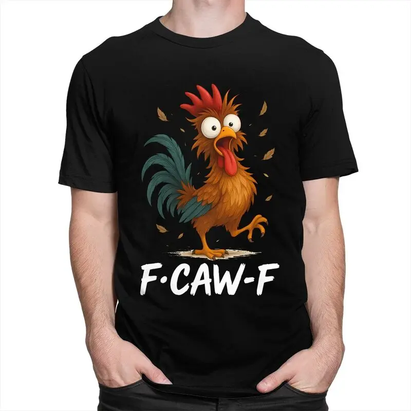 Funny Chicken F-Caw-F Rooster T Shirt Men Women Short-Sleeve T-shirt Streetwear Casual Graphic Tee Tops Loose Oversized Clothing