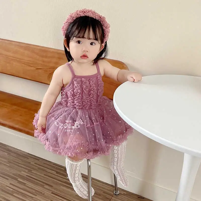 Girls Summer Dress Fashionable Children Princess Tutu Baby Dress Summer Children Strap Fluffy Dress