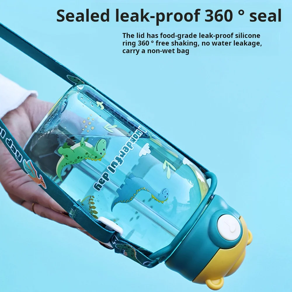 어린이 만화 패턴 배낭 물병 - 여름 휴대용 재사용 가능한 플라스틱 빨대 컵 학교 어린이용 - 학생용 음료병