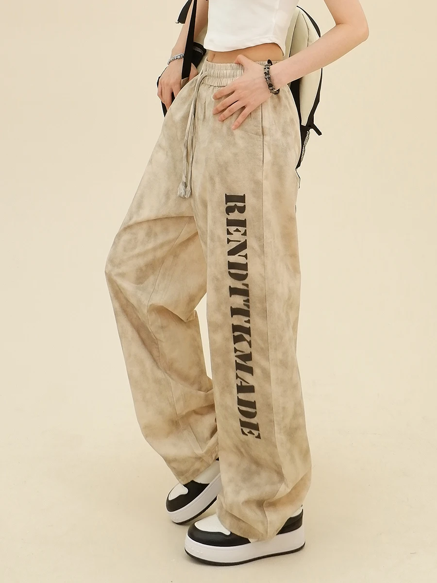 Wasteland Wind Dirty Leisure Pants for Women 2024 Spring New Loose BF American Fashion Brand