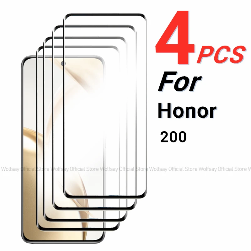 Cristal de borde curvo 3D para Honor 200, Protector de pantalla de vidrio templado para Honor 200, película protectora de teléfono para Honor 200, 2 o 4 unidades