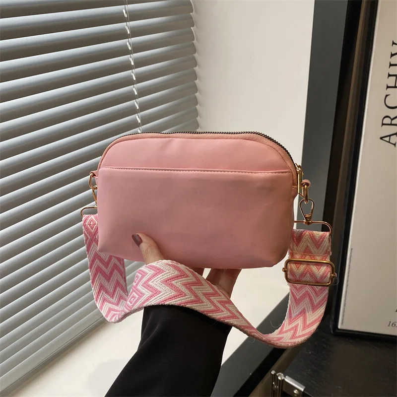 

Popular solid color fashion 2025 new simple casual wide shoulder strap single shoulder crossbody small square bag for women