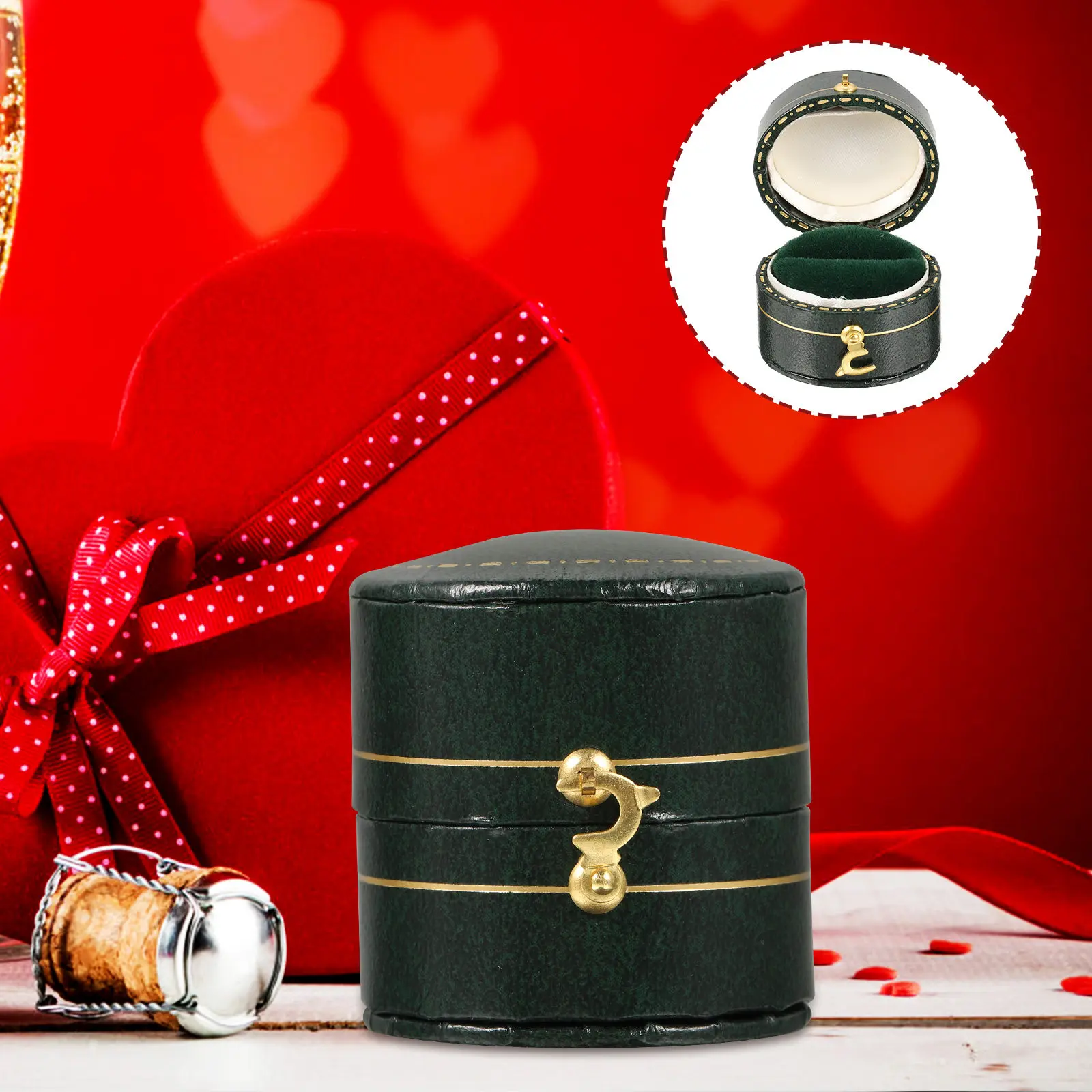 

Ring Box Small Portable Travel Storage Case Vintage Jewelry Organizer Gift Box Engagement Ring Boxes