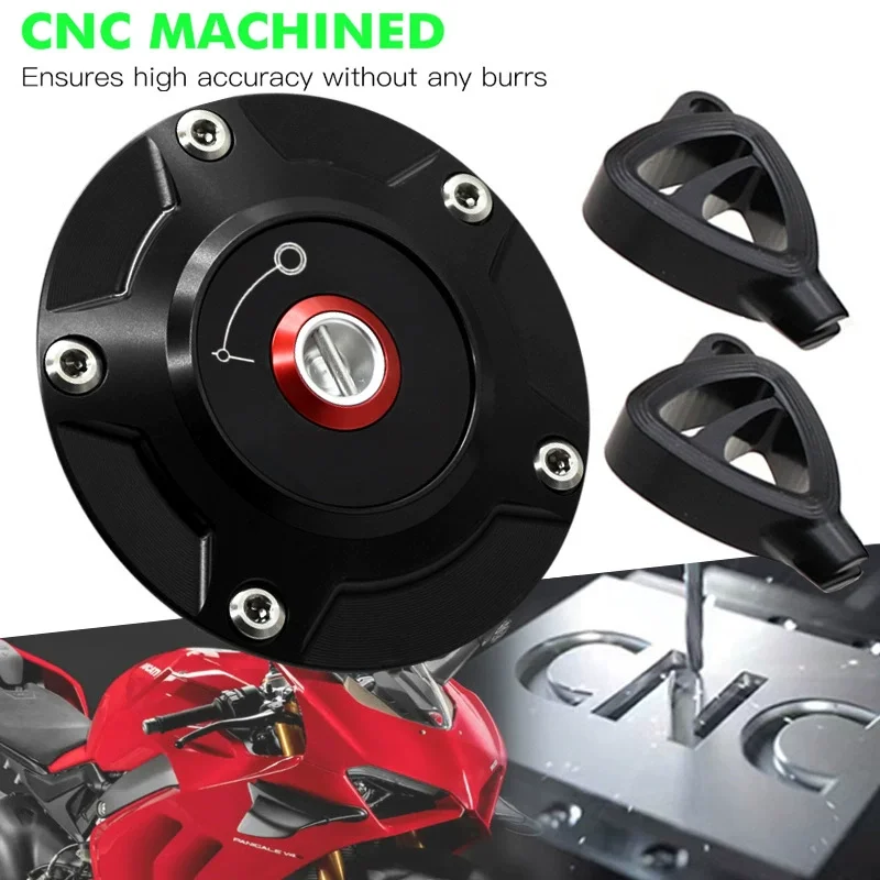 

New For DUCATI Diavel V4 2023 Streetfighter V2 Panigale 1199 1299 899 959 CNC Motorcycle Fuel Gas Tank Cap With Key Airbox Cover